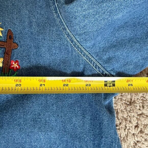 Vintage 90s Lauren Brooke Teddy Bear Denim Shirt Button Down Extra Large - Picture 6 of 7